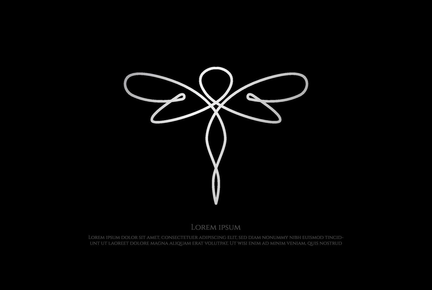 Simple Minimalist Dragonfly Line Outline Logo Design Vector