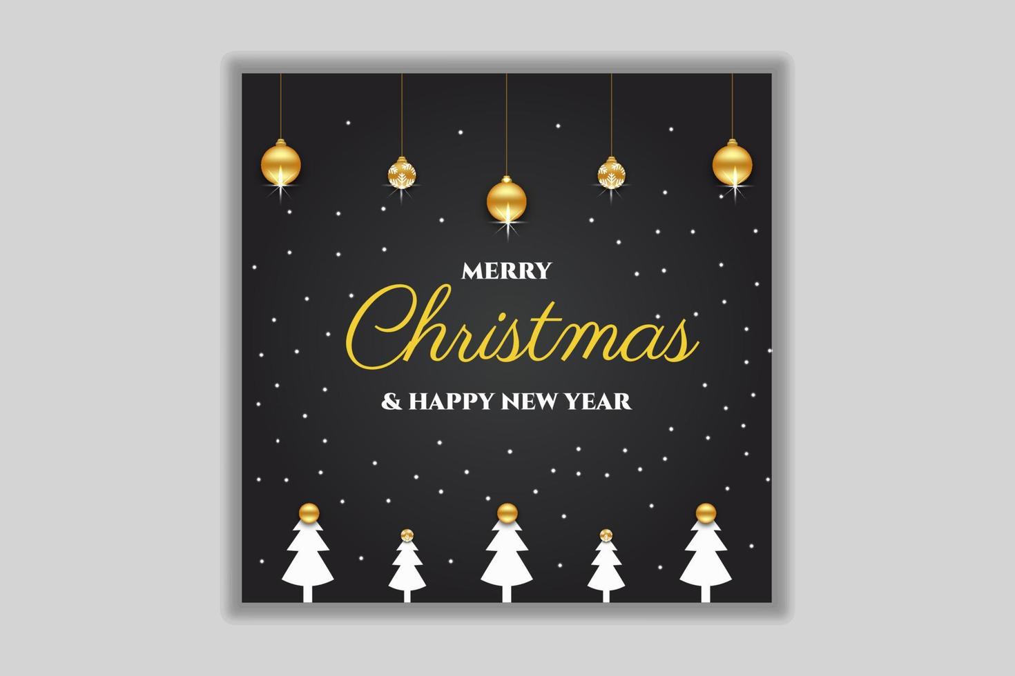 merry christmas black greeting card and social media with sparkles vector