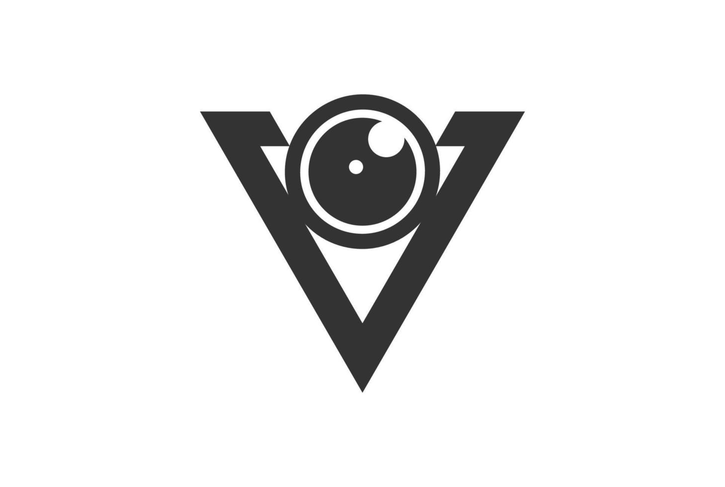 Triangle Initial Letter V with Eye Camera Lens for Vision Logo Design Vector