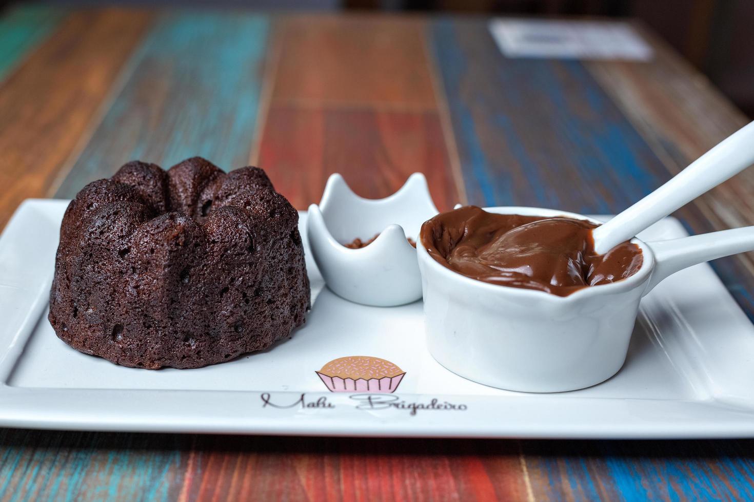 chocolate cake with chocolate cream photo