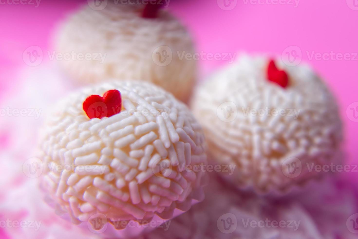 pink and white sugar cookies photo