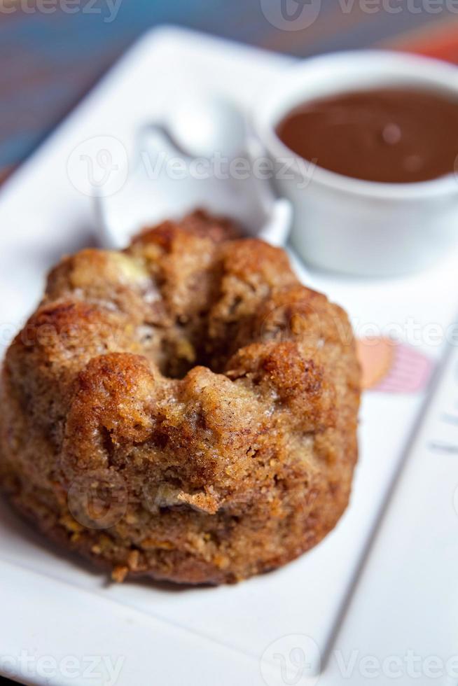 banana cake with chocolate cream photo