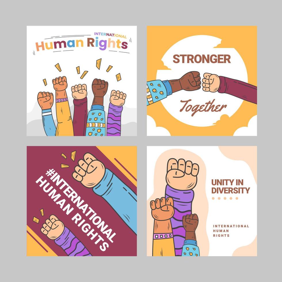 International Human Rights Card in Hand Drawn Style vector