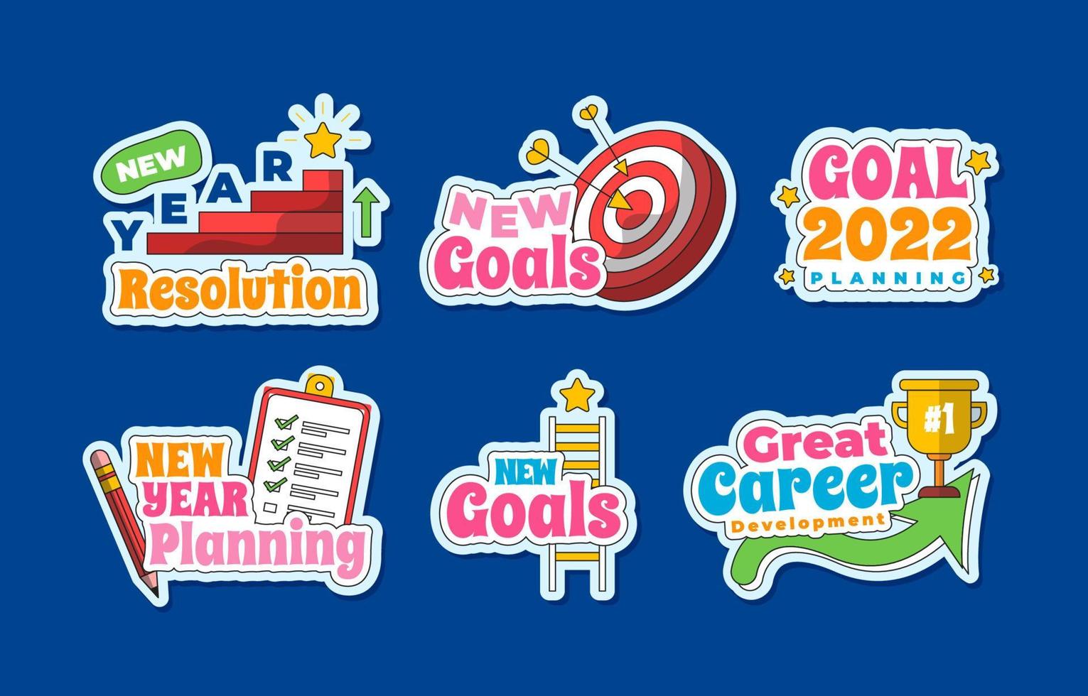 New Year Sticker Resolution Set vector