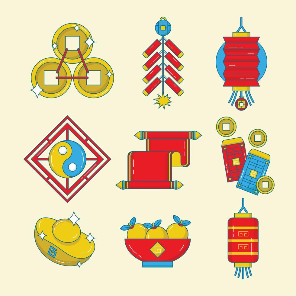 colección de iconos de gong xi fa cai vector