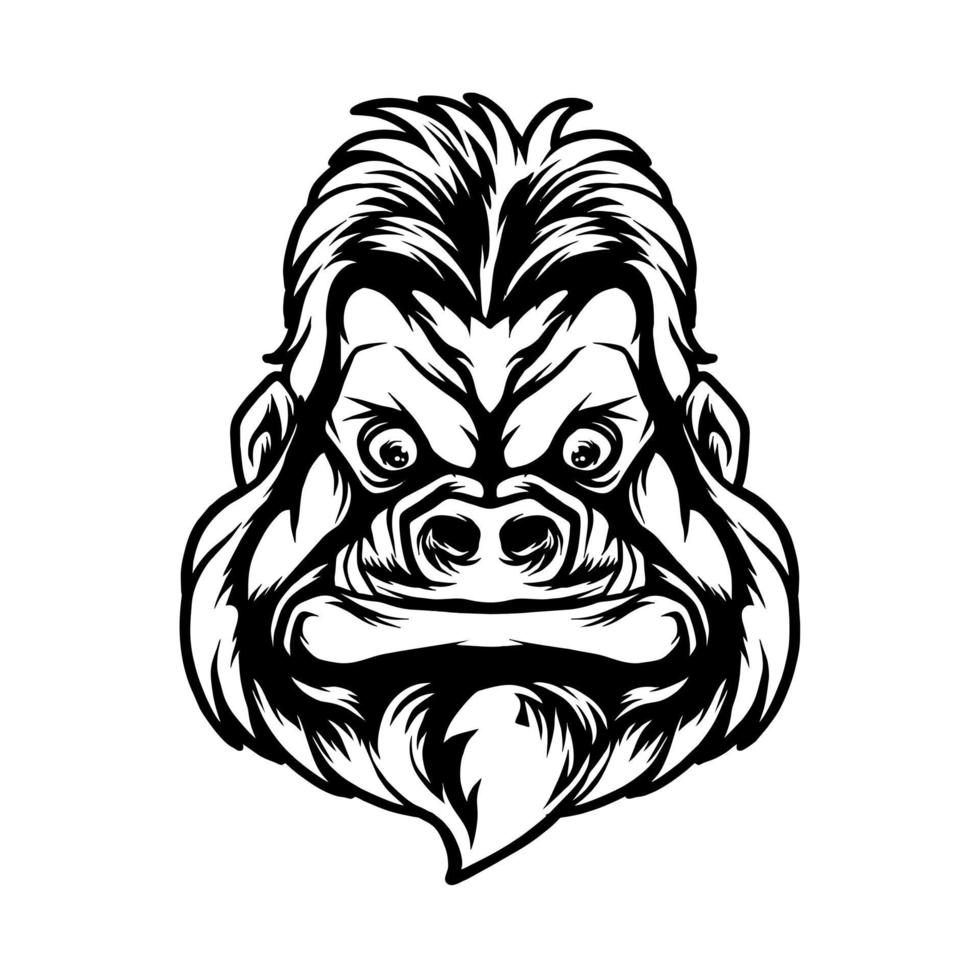 Gorilla Head Illustration Silhouette vector