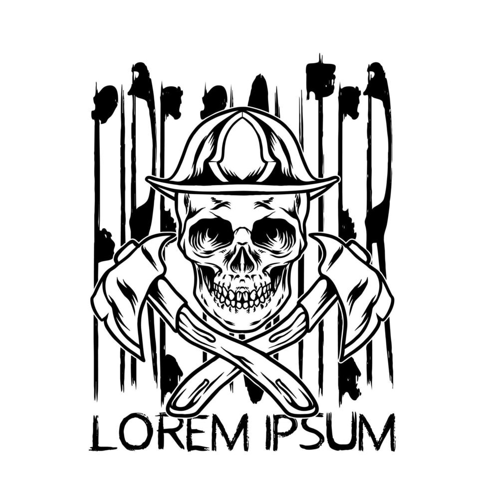 Skull Fire Fighter Silhouette vector