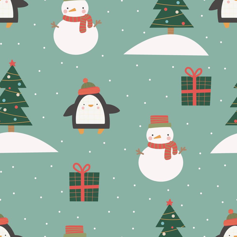 Christmas and New Year symbols hand drawn seamless pattern. Vector cute print. Digital paper. Design element