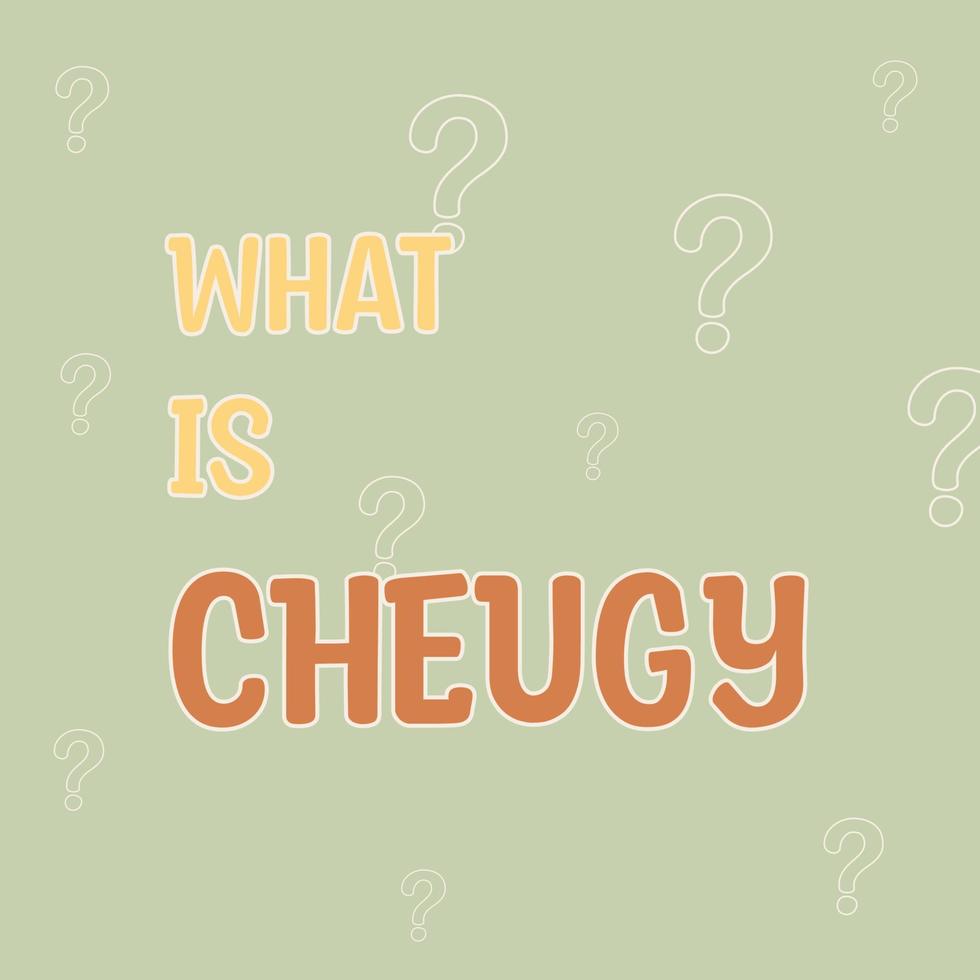 Vector banner with inscription what is cheugy. Green bachground with question symbols