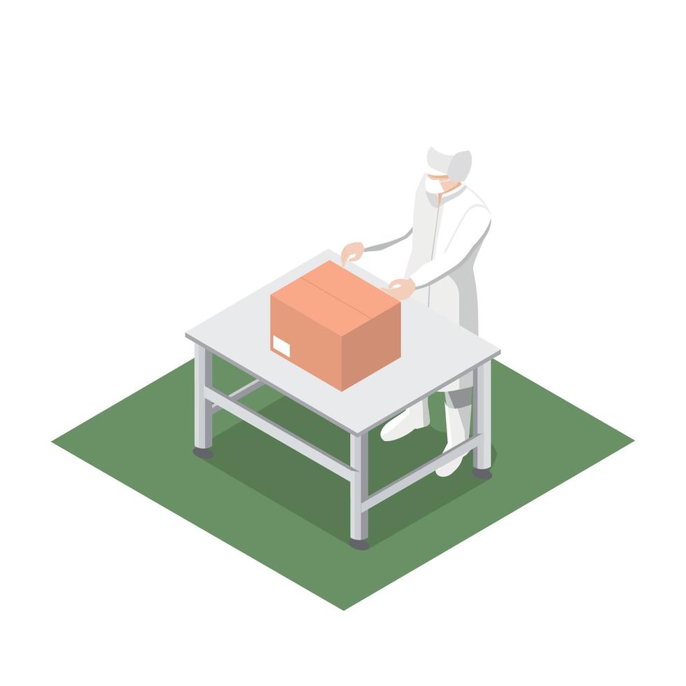 Work packaging product into a production line vector