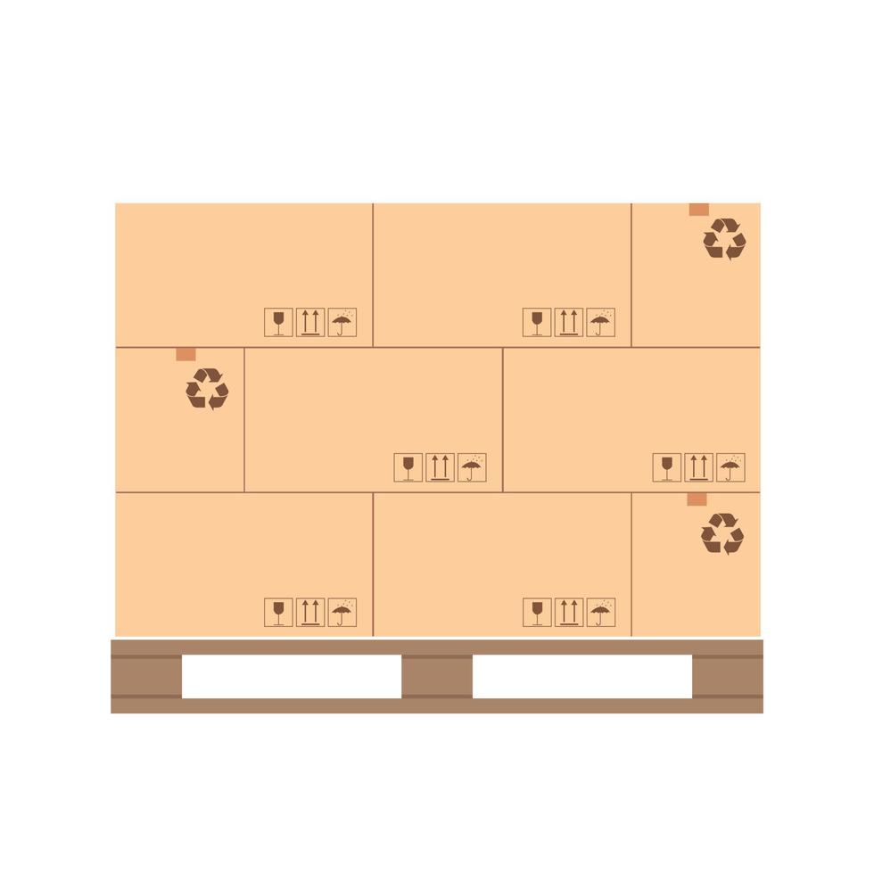 Pallet design with palletized product packaging boxes vector