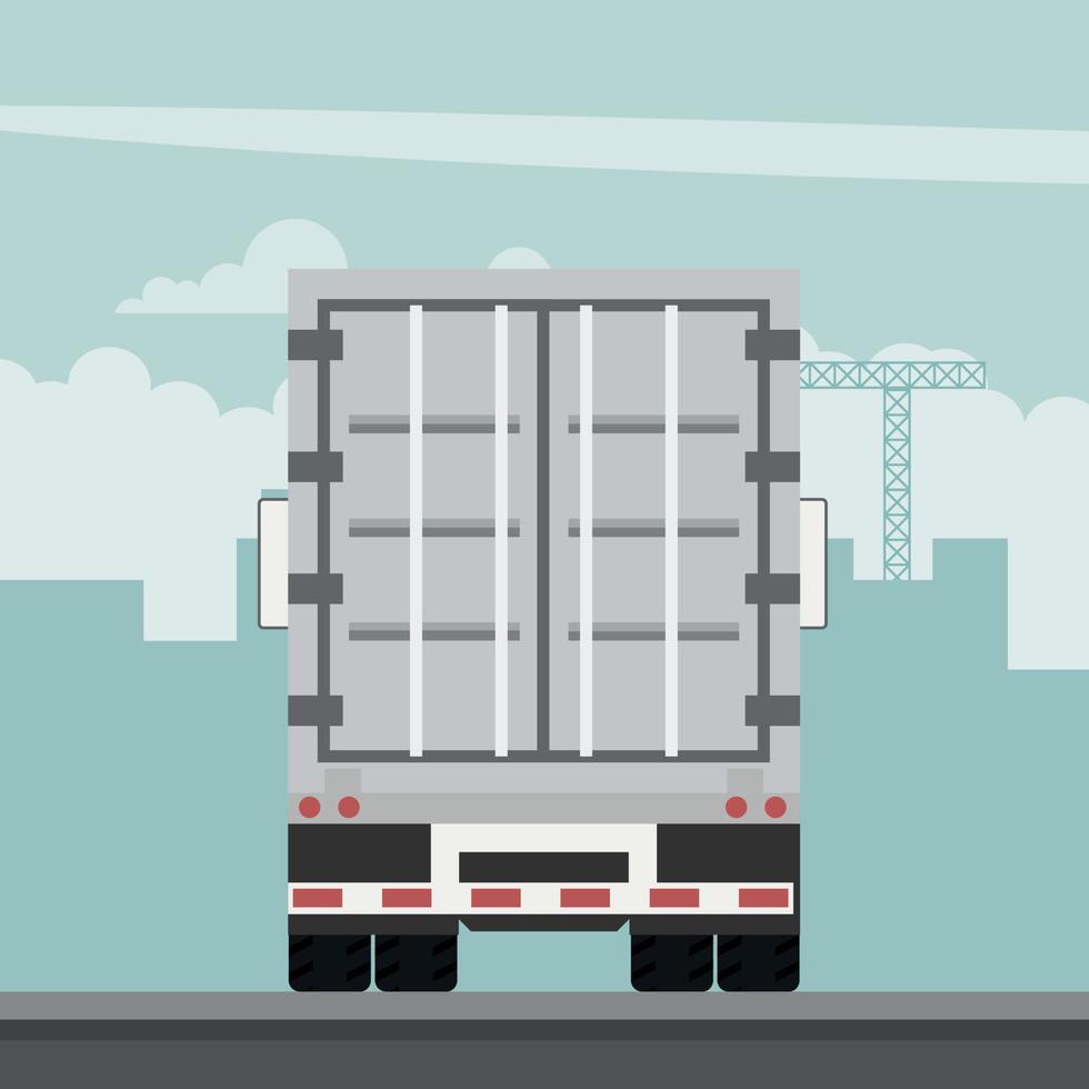 Vector design of export container trailer. Transport logistics