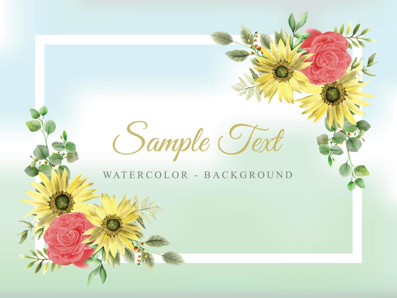 Elegant sunflower and rose watercolor background vector