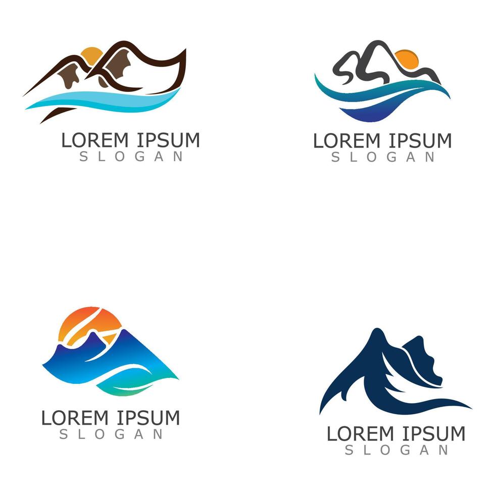 Mountain of Nature River logo simple adventure vector design template