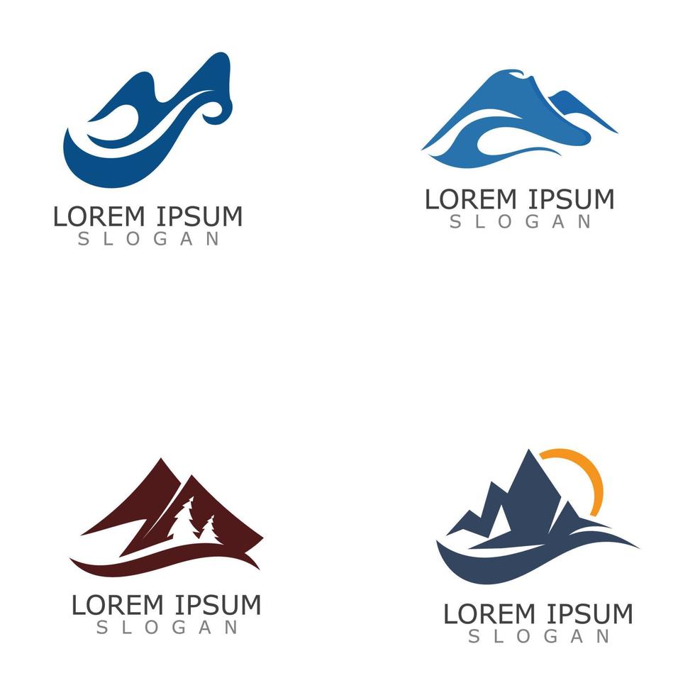 Mountain of Nature River logo simple adventure vector design template