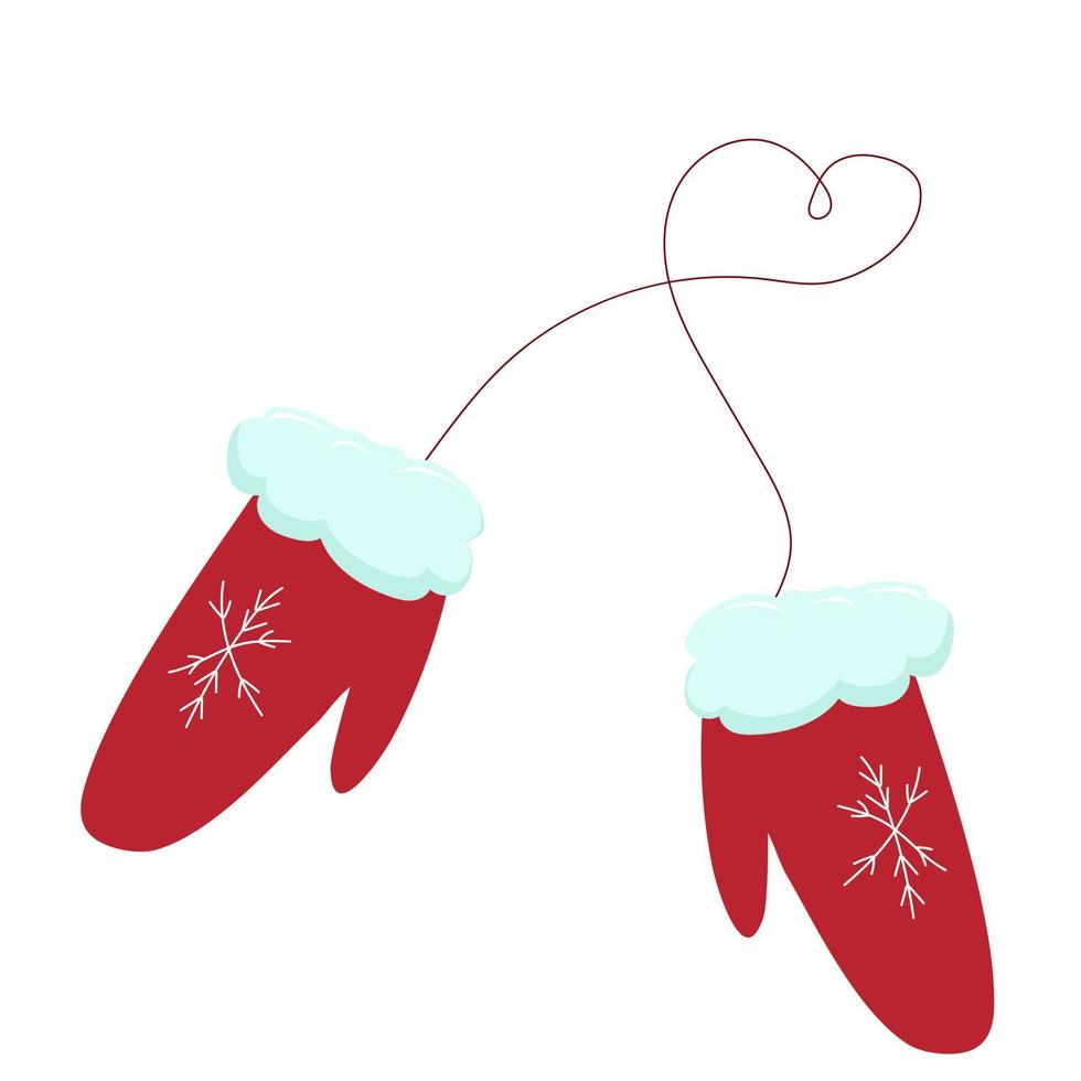 Red winter mittens with a pattern vector