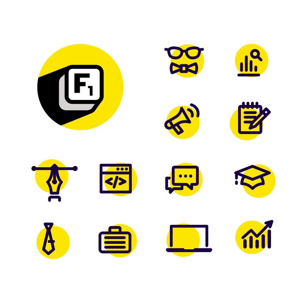 Icons on a business theme. Vector. Information and help. Reference data for users. Set of ordinary icons for all occasions. vector