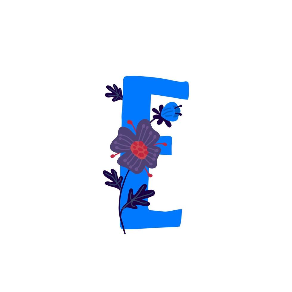 Latin letter in flowers and plants. Vector. Letter in decorative elements for inscriptions. Company logo. Poster or monogram. vector