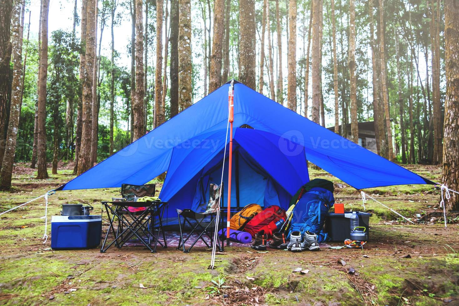 viajar relajarse en las vacaciones. acampar en la montaña. tailandia foto