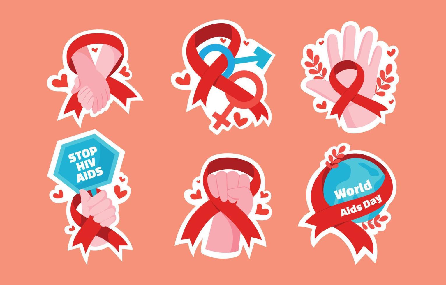World AIDS Day Sticker Set vector