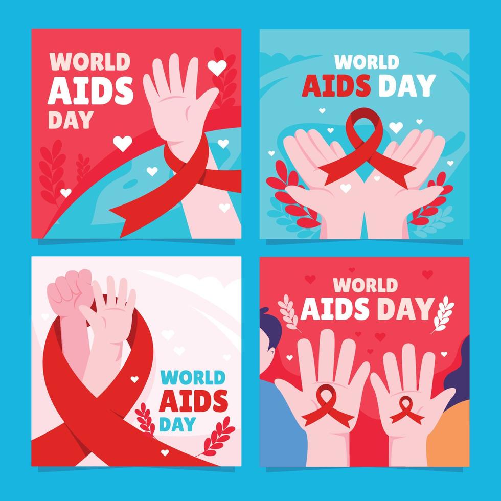 publicaciones en las redes sociales del día mundial del sida vector