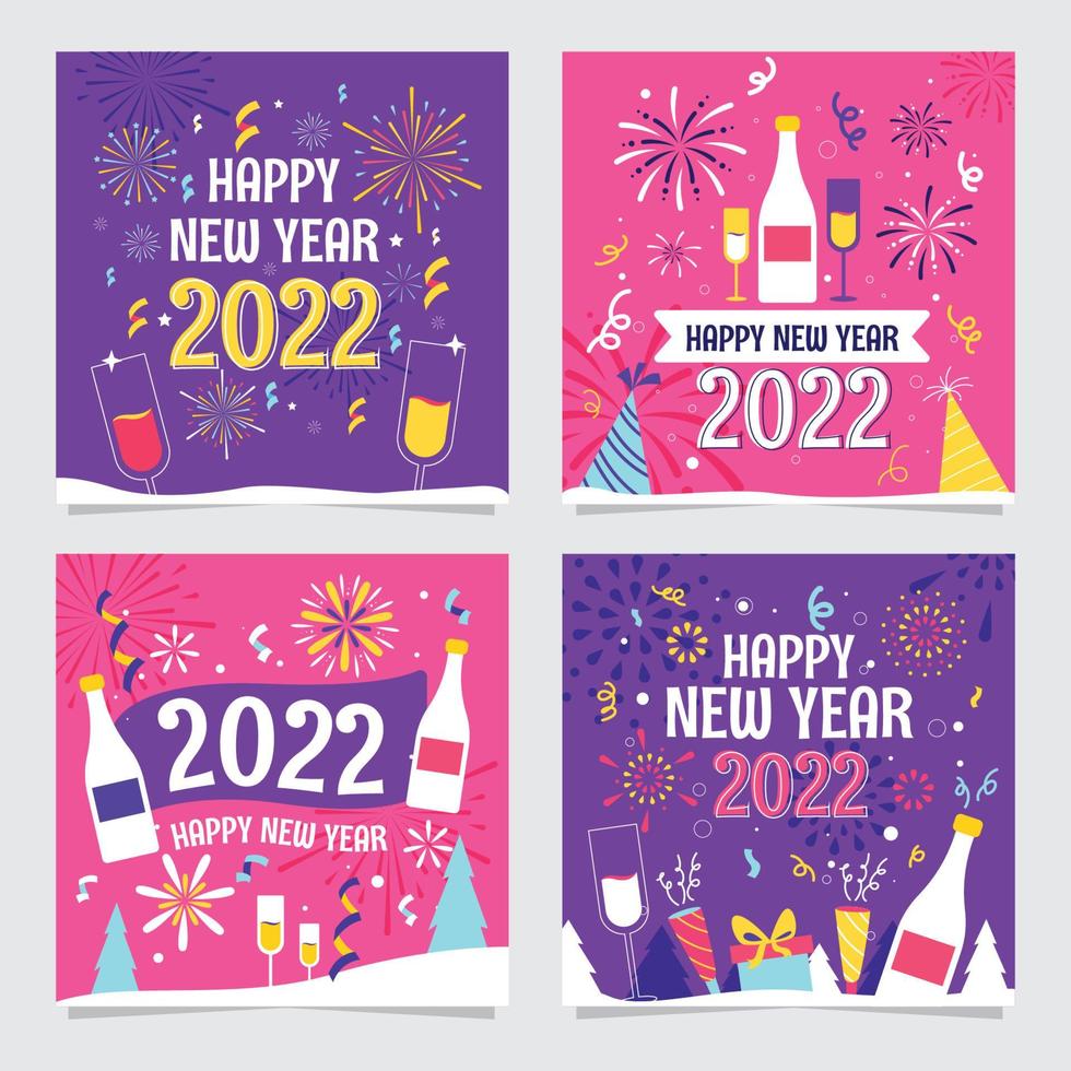 Happy New Year 2022 Social Media Posts vector