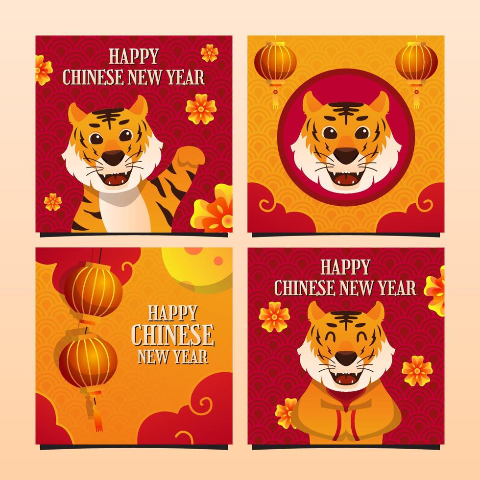 Year of The Tiger Social Media Post vector