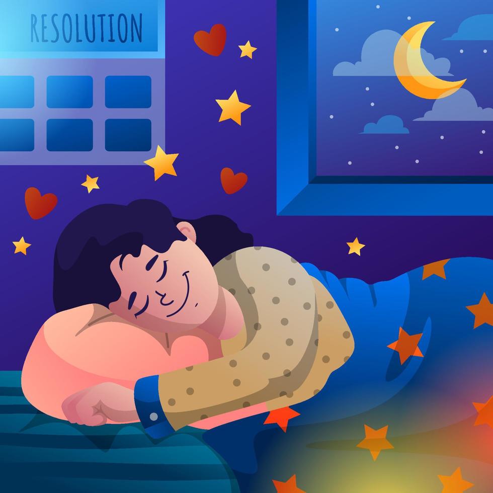 Enough Sleep for New Year Resolution vector