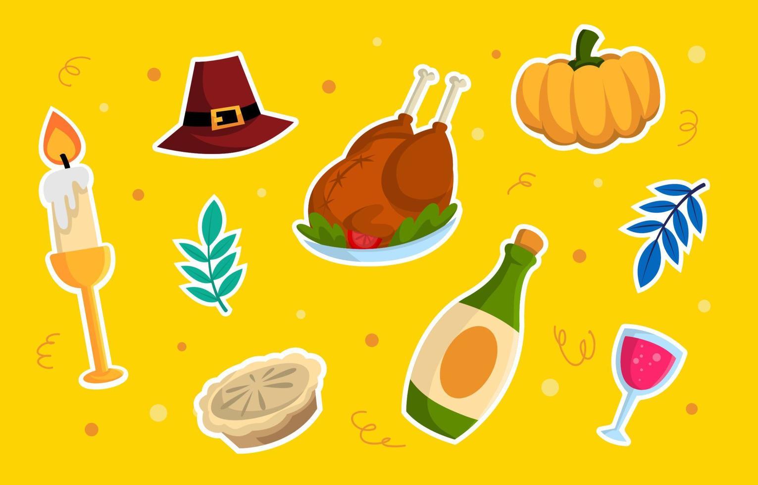 Thanksgiving Dinner Sticker Collections vector