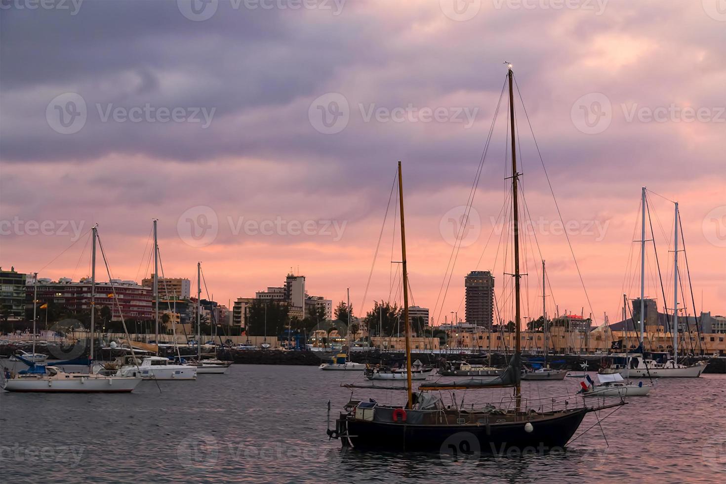 sunset the bay of Las Palmas city photo