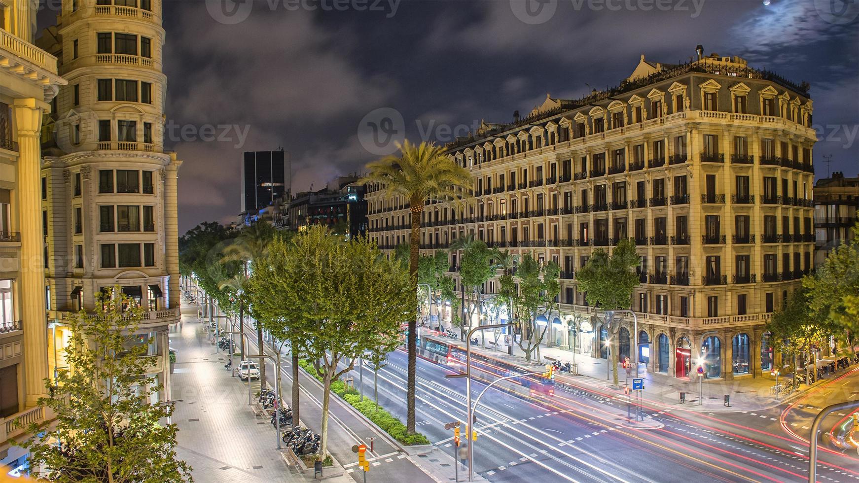 streets of Barcelona at night photo