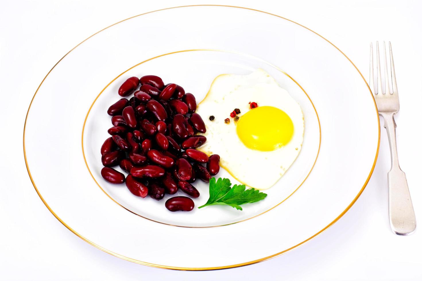 Fried Egg with Red Beans photo