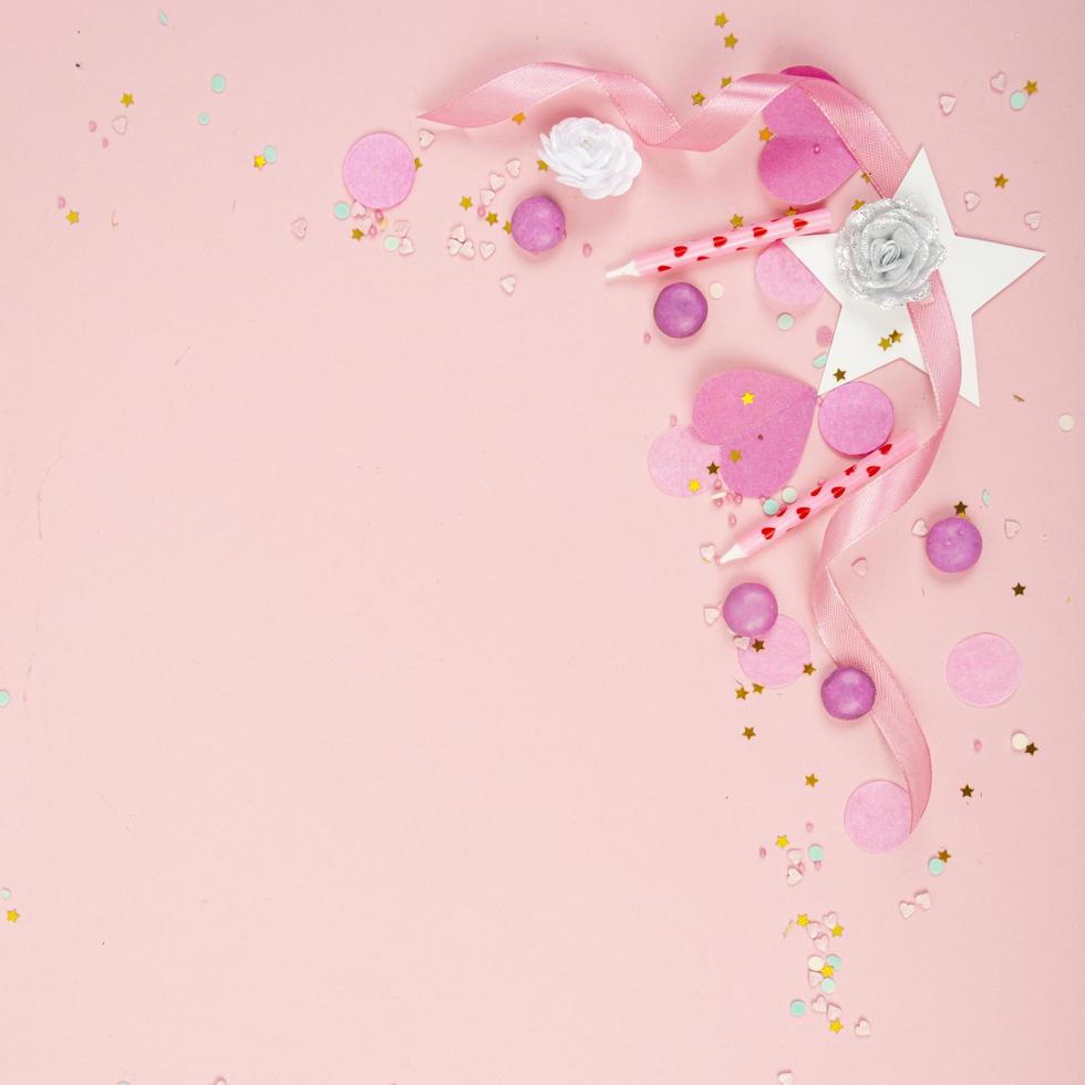 Abstract Background with Paper Hearts, confetti for Valentine's Day. Love and Feeling Background for poster, banner, post, card Studio Photo