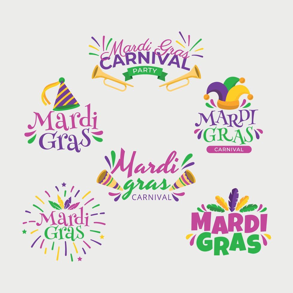 conjunto de etiqueta de mardi gras vector