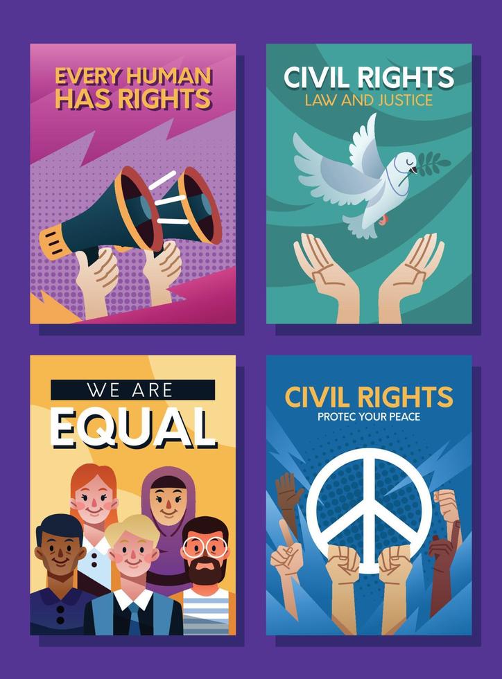 Civil Rights Card Set Design vector