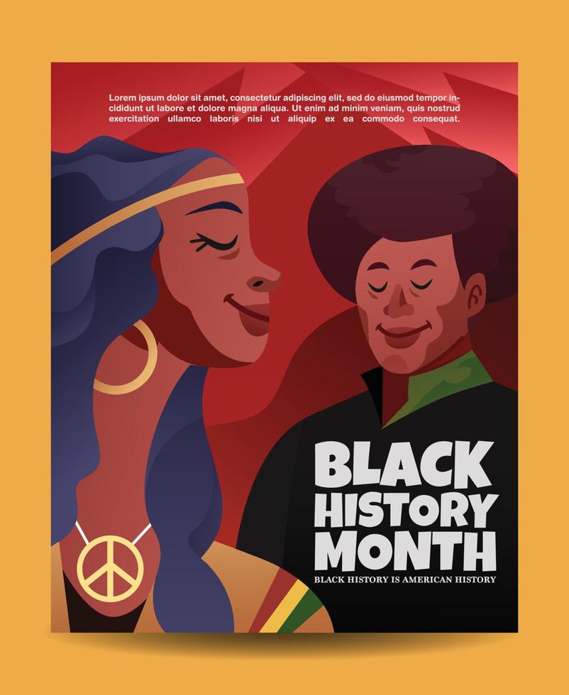 un afroamericano celebra el cartel del mes de la historia negra vector