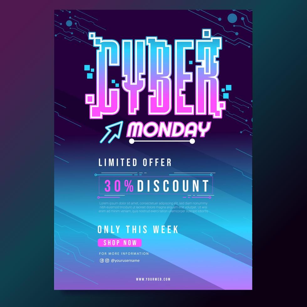 cartel de venta de oferta limitada de cyber monday vector