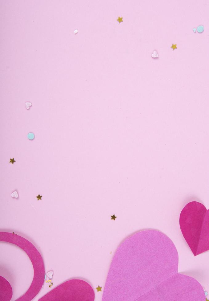 Abstract Background with Paper Hearts for Valentine s Day. Pink Love and Feeling Background for poster, banner, post, card photo