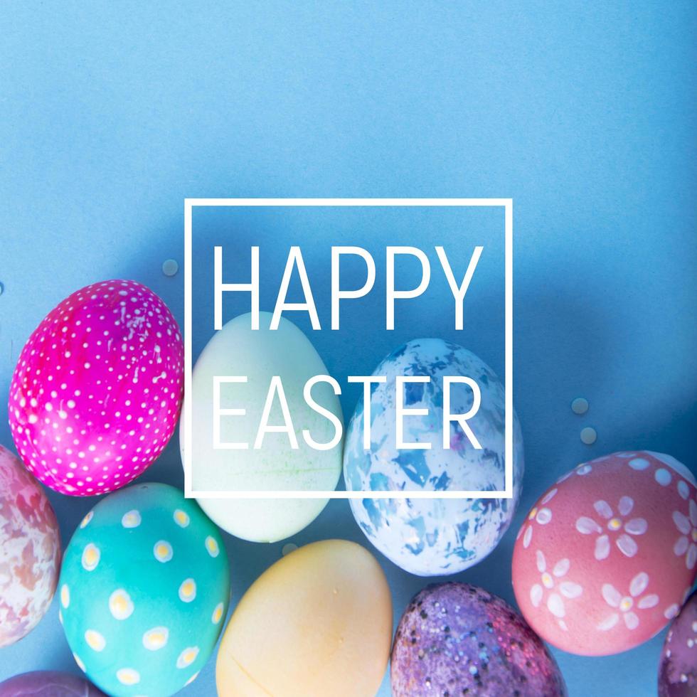 Colorful background with Easter eggs background. Happy Easter concept. Can be used as poster, background, holiday card photo