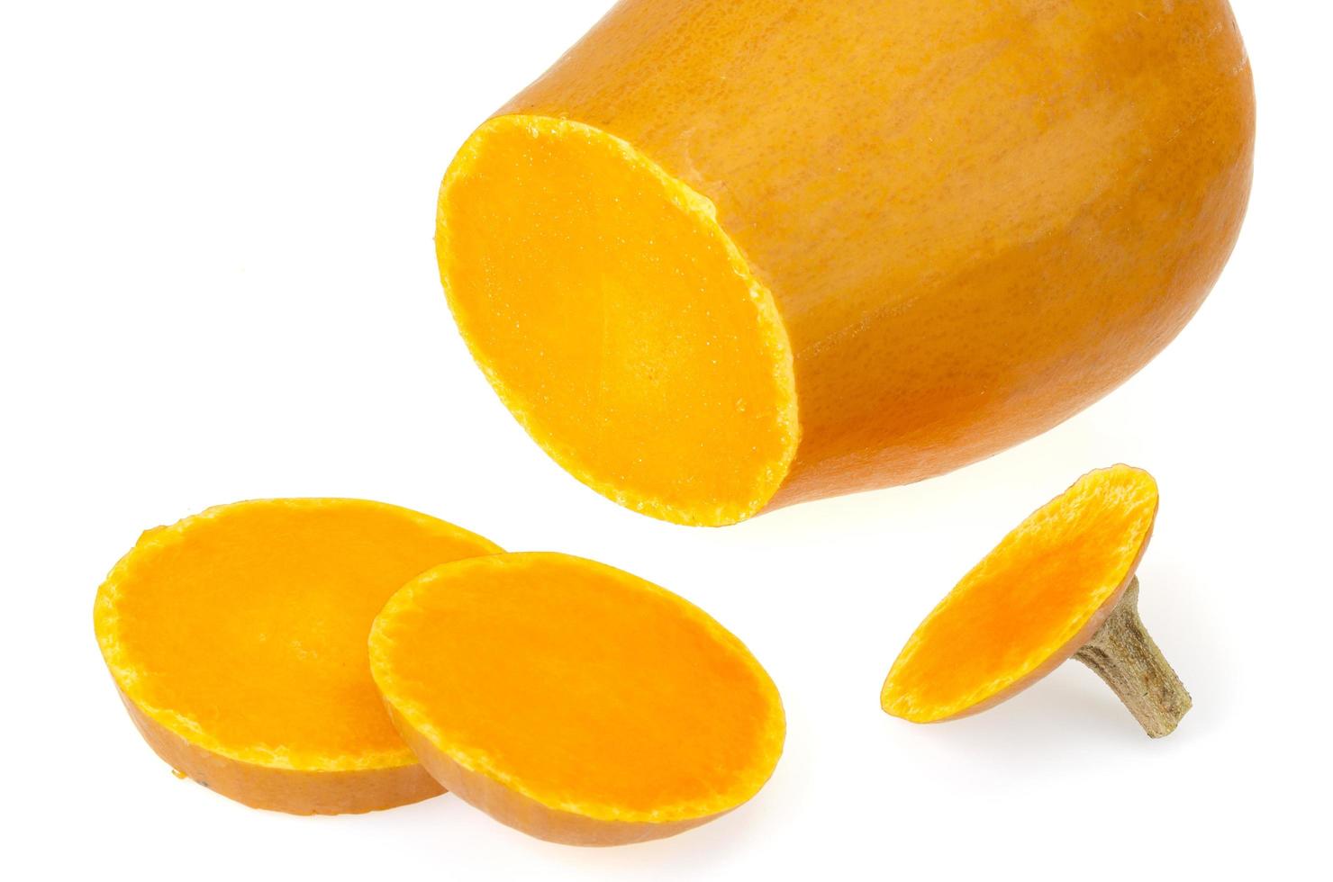 Ripe orange butternut squash, chopped. Studio Photo