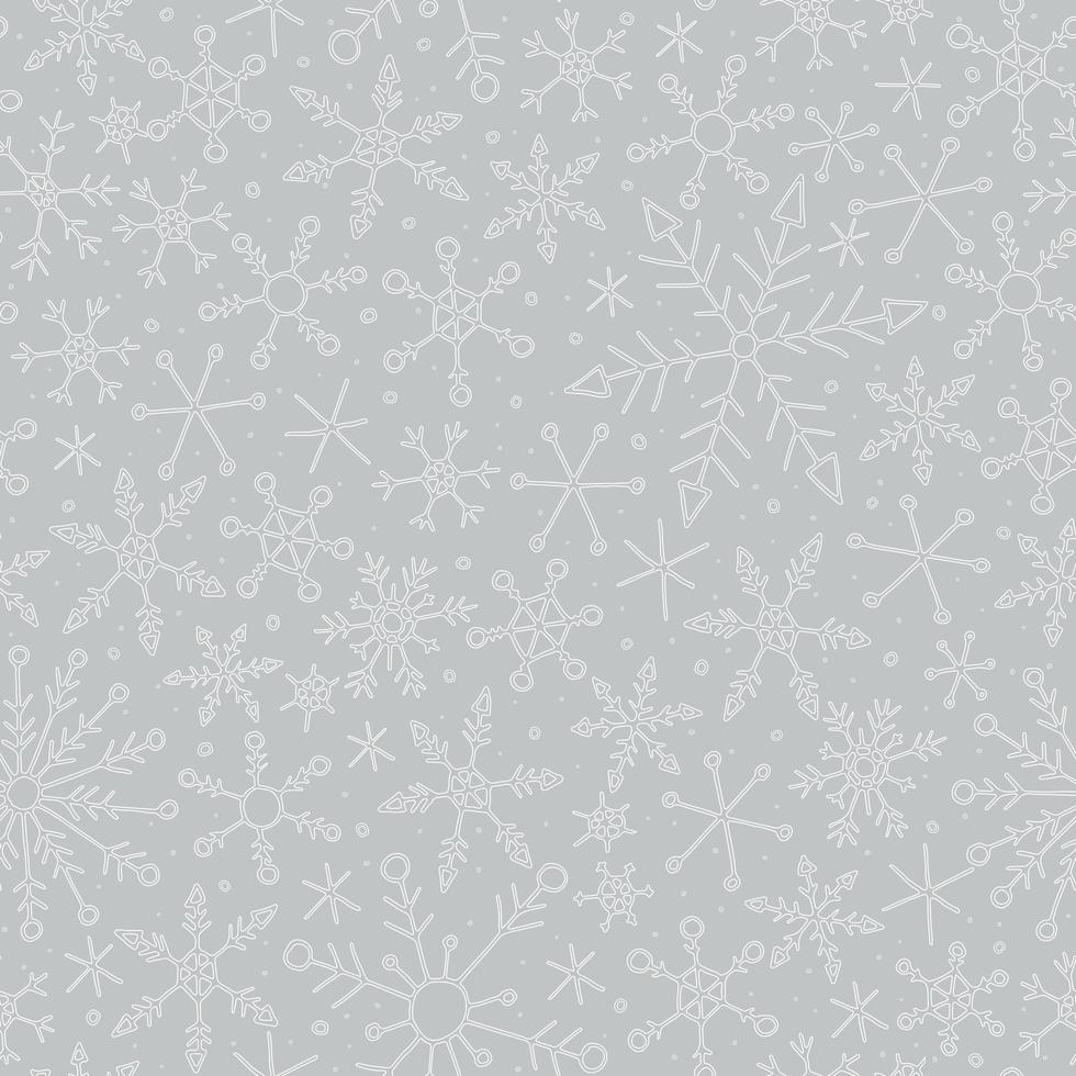 Seamless pattern with snowflakes. Endless vector snowfall. Winter 2022. Winter vector illustration.