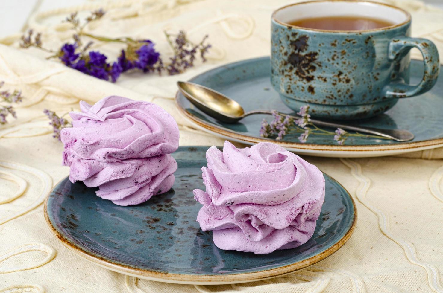 Natural homemade marshmallow from blueberries, currants. Studio Photo