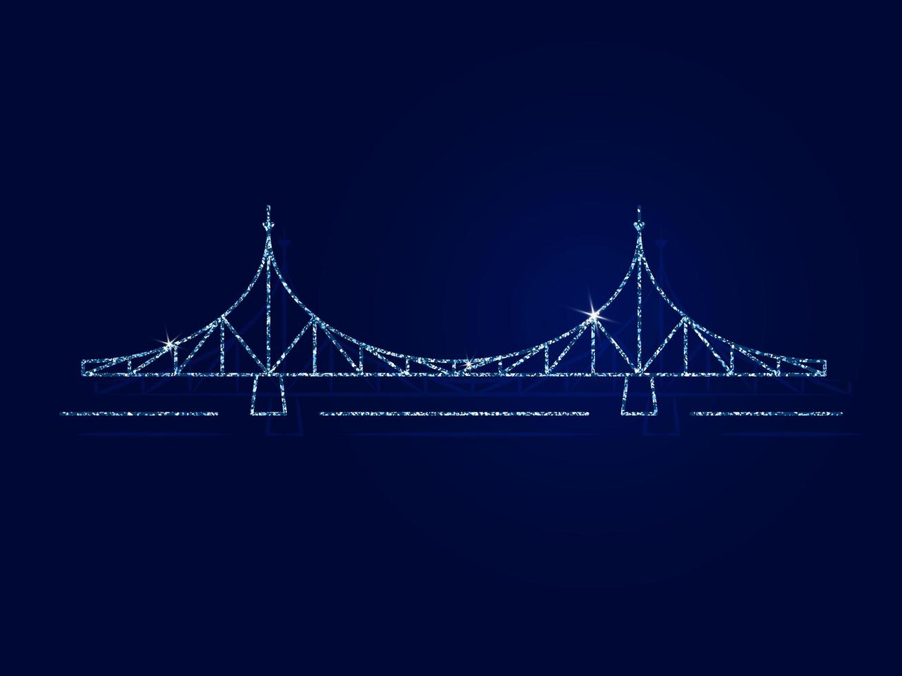 Tver is the city of Russia. The old bridge is the main symbol of the city. Vector illustration. Dark blue background.