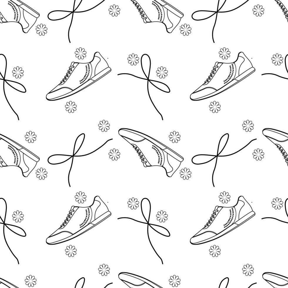 seamless pattern design of men's shoe sketch illustration. black texture. white background. designs for wallpapers, backgrounds, covers, and prints on fabric. vector illustration