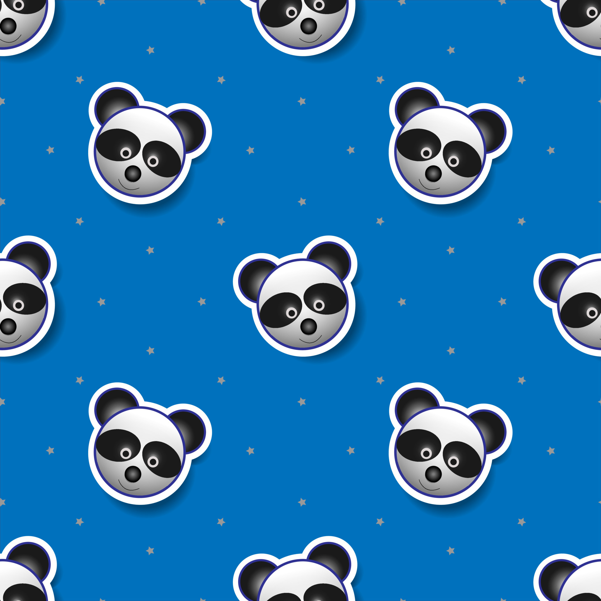 vector illustration of panda bear animal face design. blue background.  Seamless pattern designs for wallpapers, backdrops, covers, paper cut,  stickers and prints on fabric. 4411895 Vector Art at Vecteezy