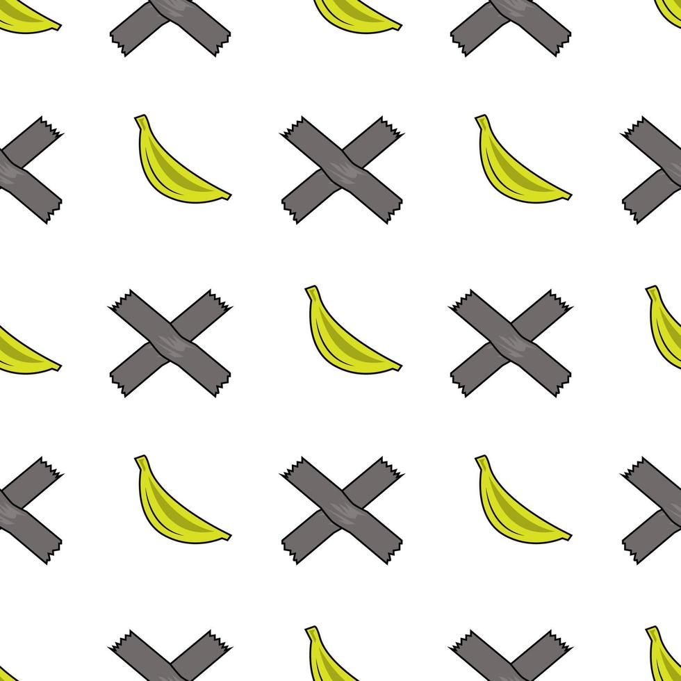 seamless pattern yellow banana fruit design and duct tape. white background. design for wallpaper, backdrop, cover, sale, sticker and graphic design. vector illustration