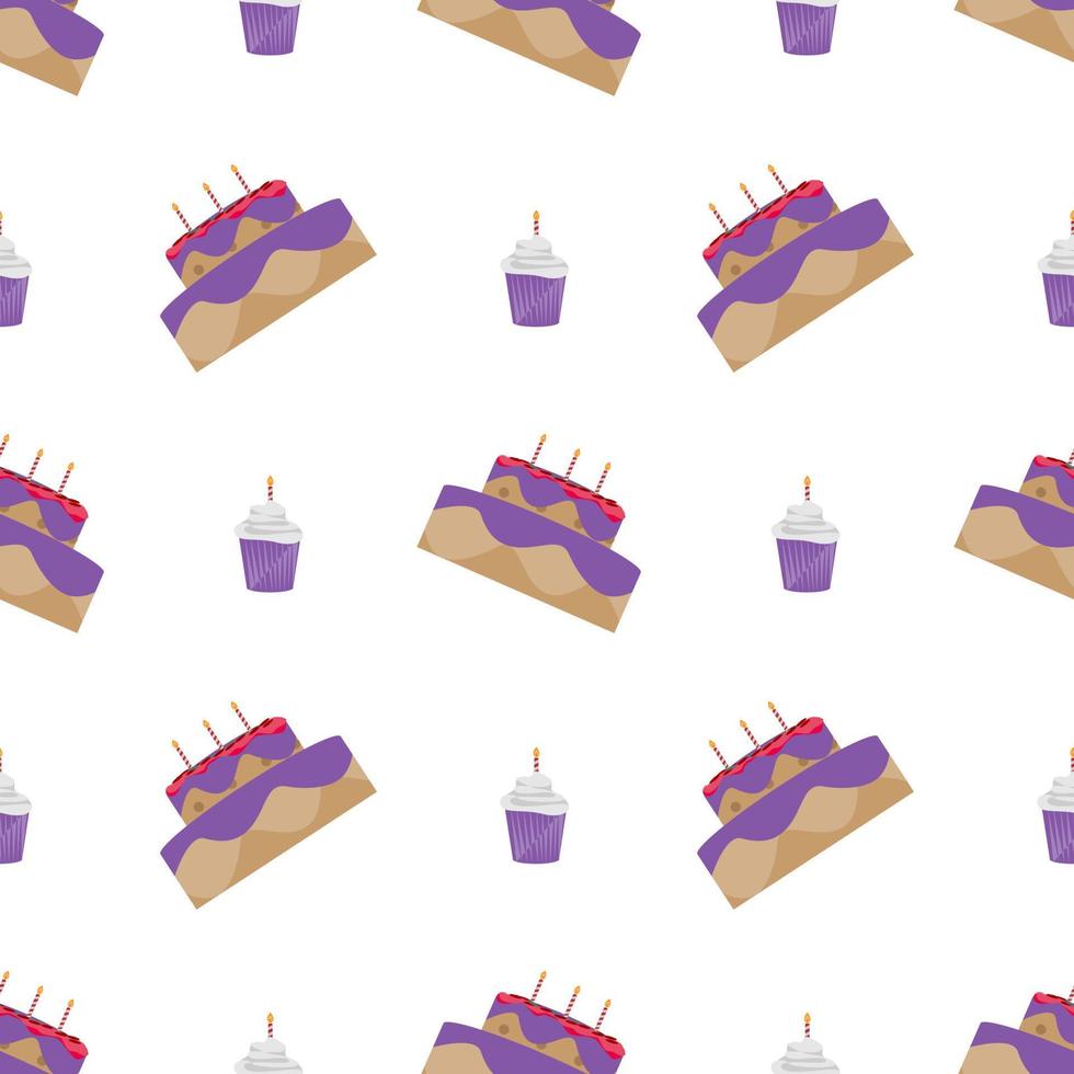 seamless pattern birthday cake design. white background. food design for wallpaper, backdrop, cover, sale, shop and graphic design. vector illustration