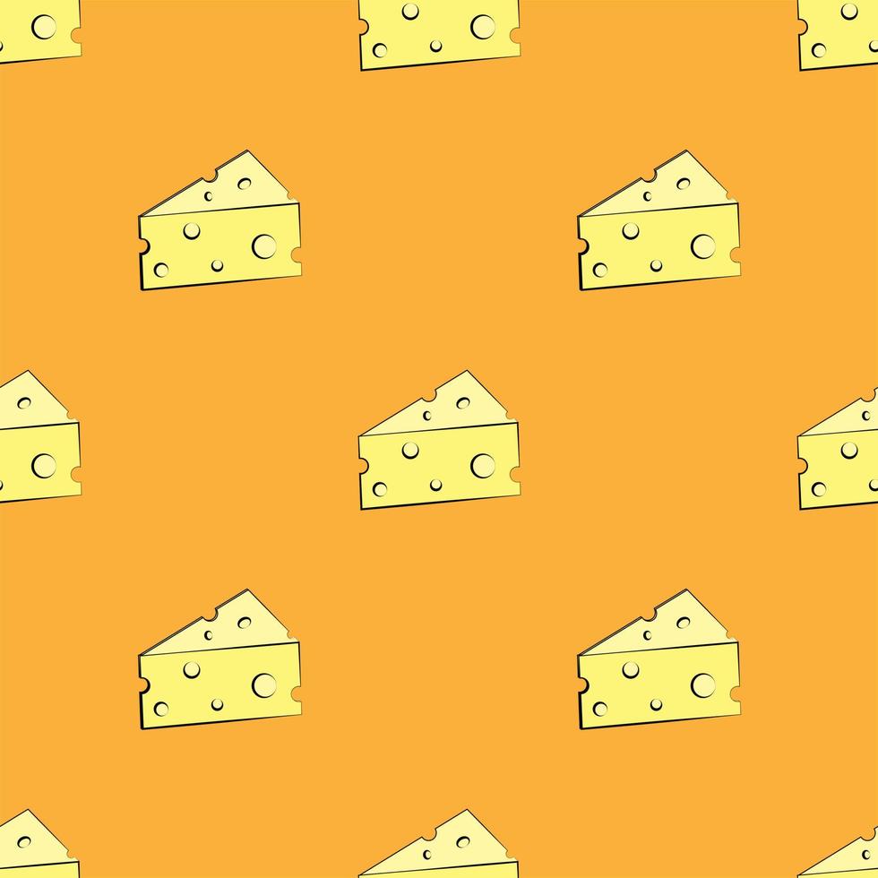 diseño de queso de patrones sin fisuras. fondo naranja. diseño para empresas alimentarias. empapelado, promoción, portada e impresión sobre tela. ilustración vectorial vector