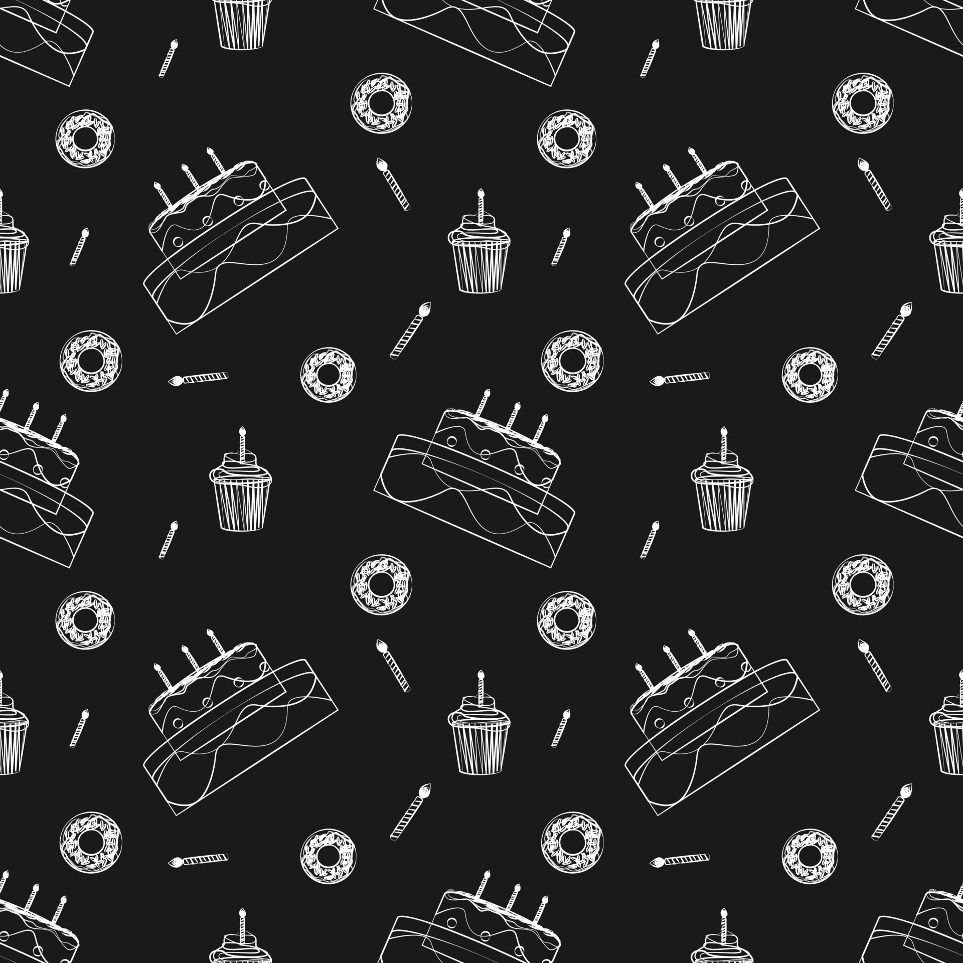 seamless pattern sketch design of birthday cake and donuts with line art. black background. food design for wallpaper, backdrop, cover, sale, shop and graphic design. vector illustration 4411916 Vector Art at Vecteezy seamless pattern sketch design of birthday cake and donuts with line art. black background. food design for wallpaper, backdrop, cover, sale, shop and graphic design. vector illustration 4411916 Vector Art at Vecteezy