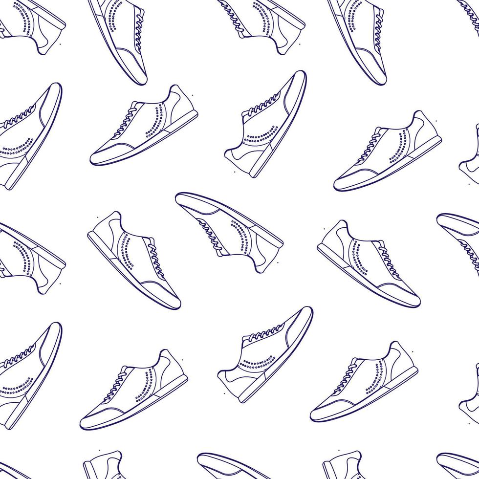 seamless pattern design of men's shoe sketch illustration. blue texture. white background. designs for wallpapers, backgrounds, covers, and prints on fabric. vector illustration